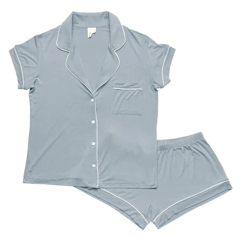 Kyte Baby Women's Short Sleeve Pajama Set - Fog with Cloud Trim