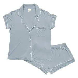 Kyte Baby Women's Short Sleeve Pajama Set - Fog with Cloud Trim