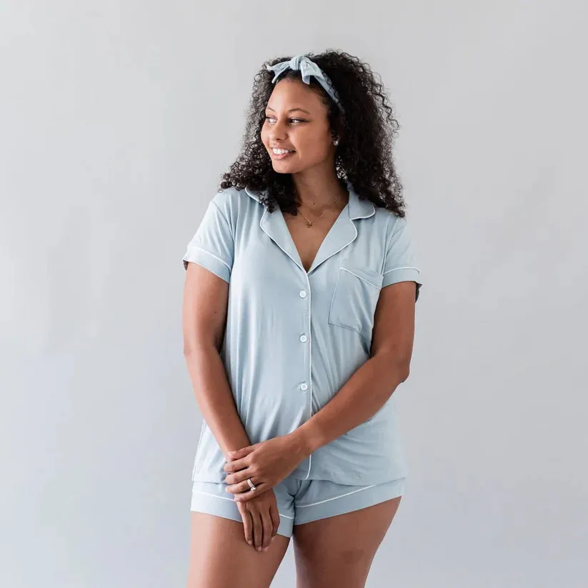 Kyte Baby Women's Short Sleeve Pajama Set - Fog with Cloud Trim