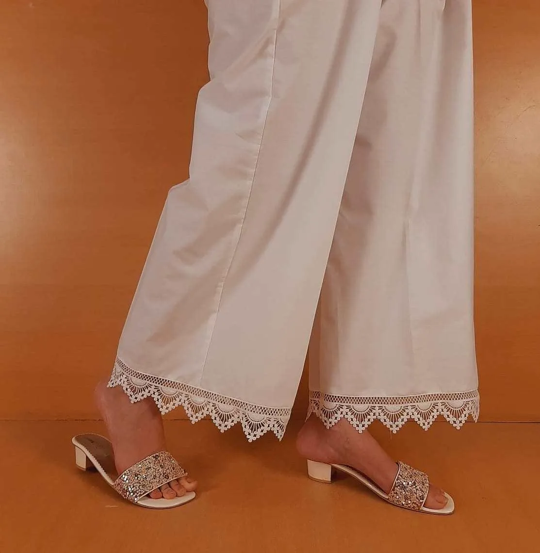 Laced Palazzo – Cotton – White – ZT455