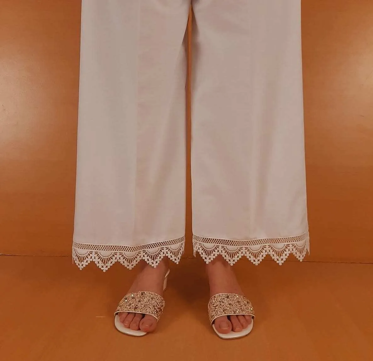 Laced Palazzo – Cotton – White – ZT455