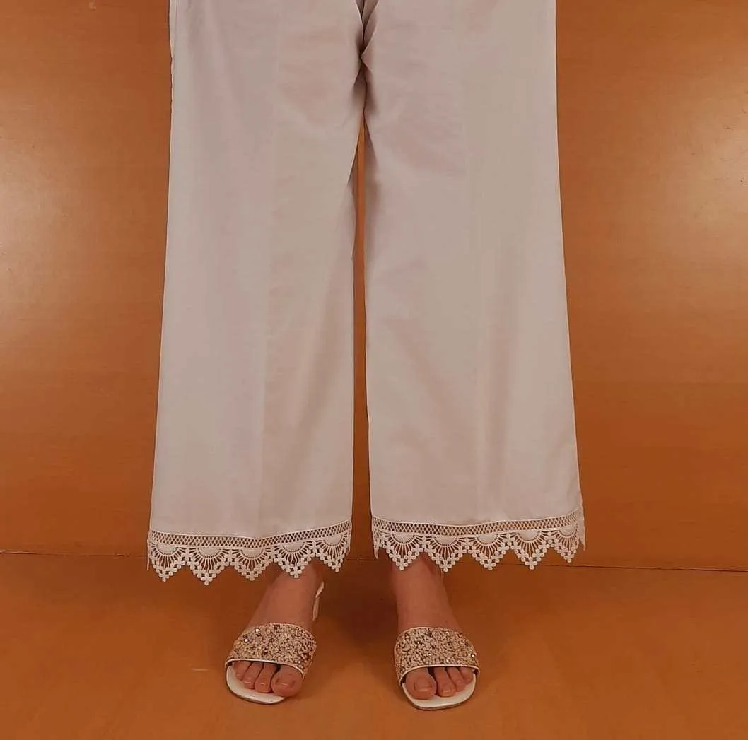 Laced Palazzo – Cotton – White – ZT455