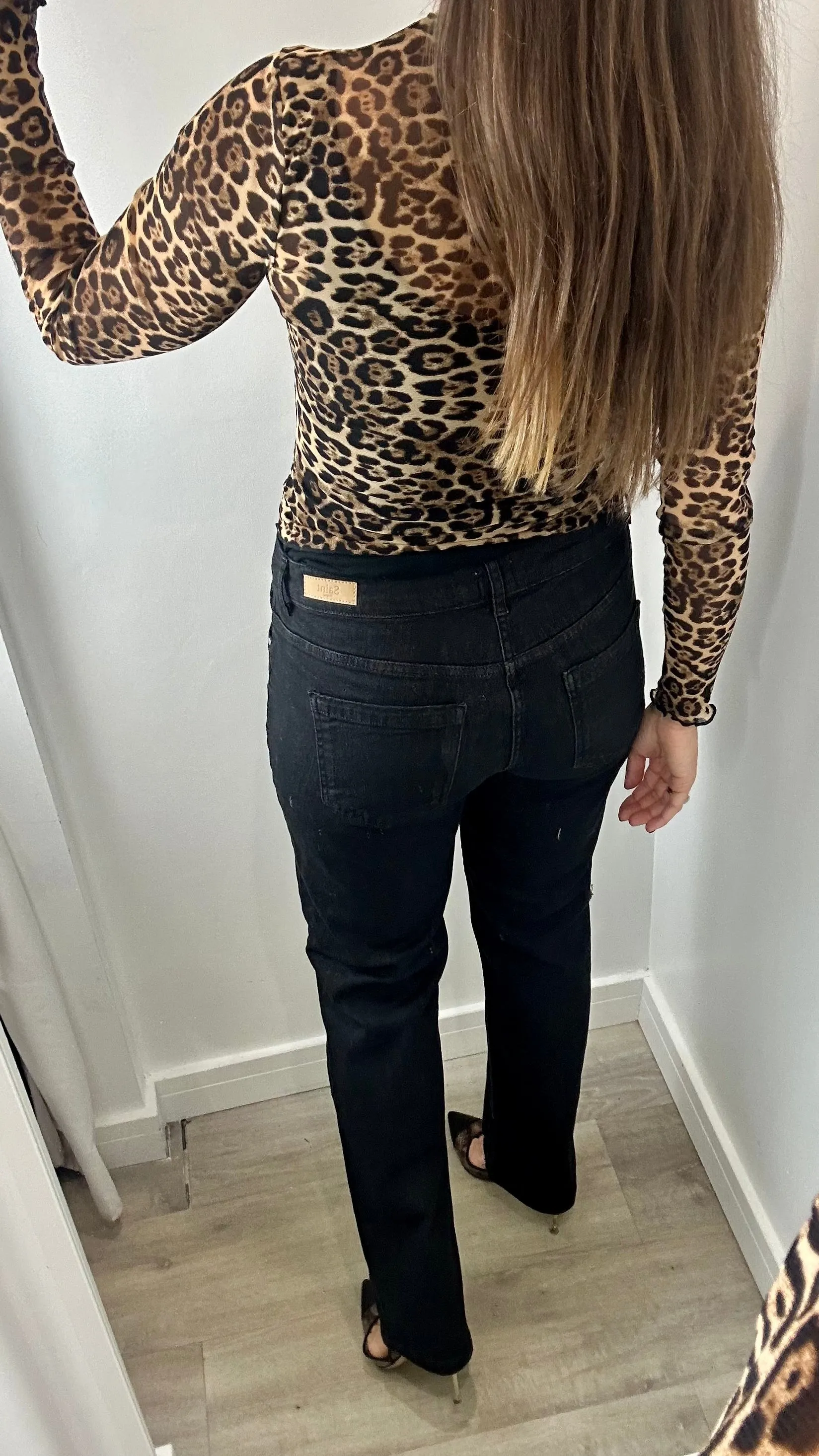 LEOPARD PRINT MESH TOP