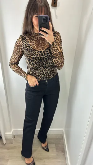 LEOPARD PRINT MESH TOP