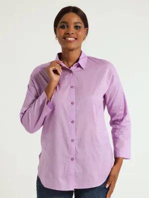 Long Sleeve Oversized Shirt - Violet