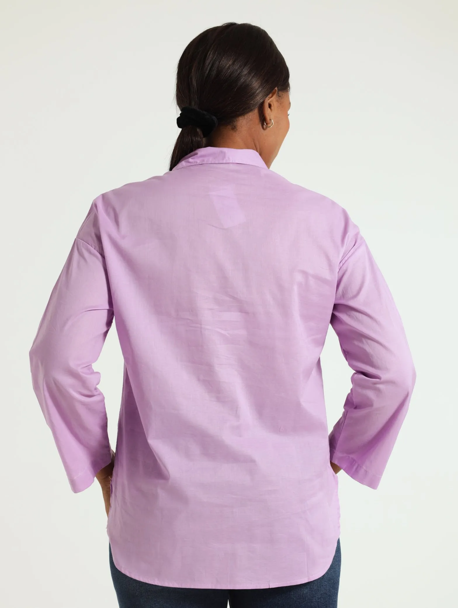 Long Sleeve Oversized Shirt - Violet