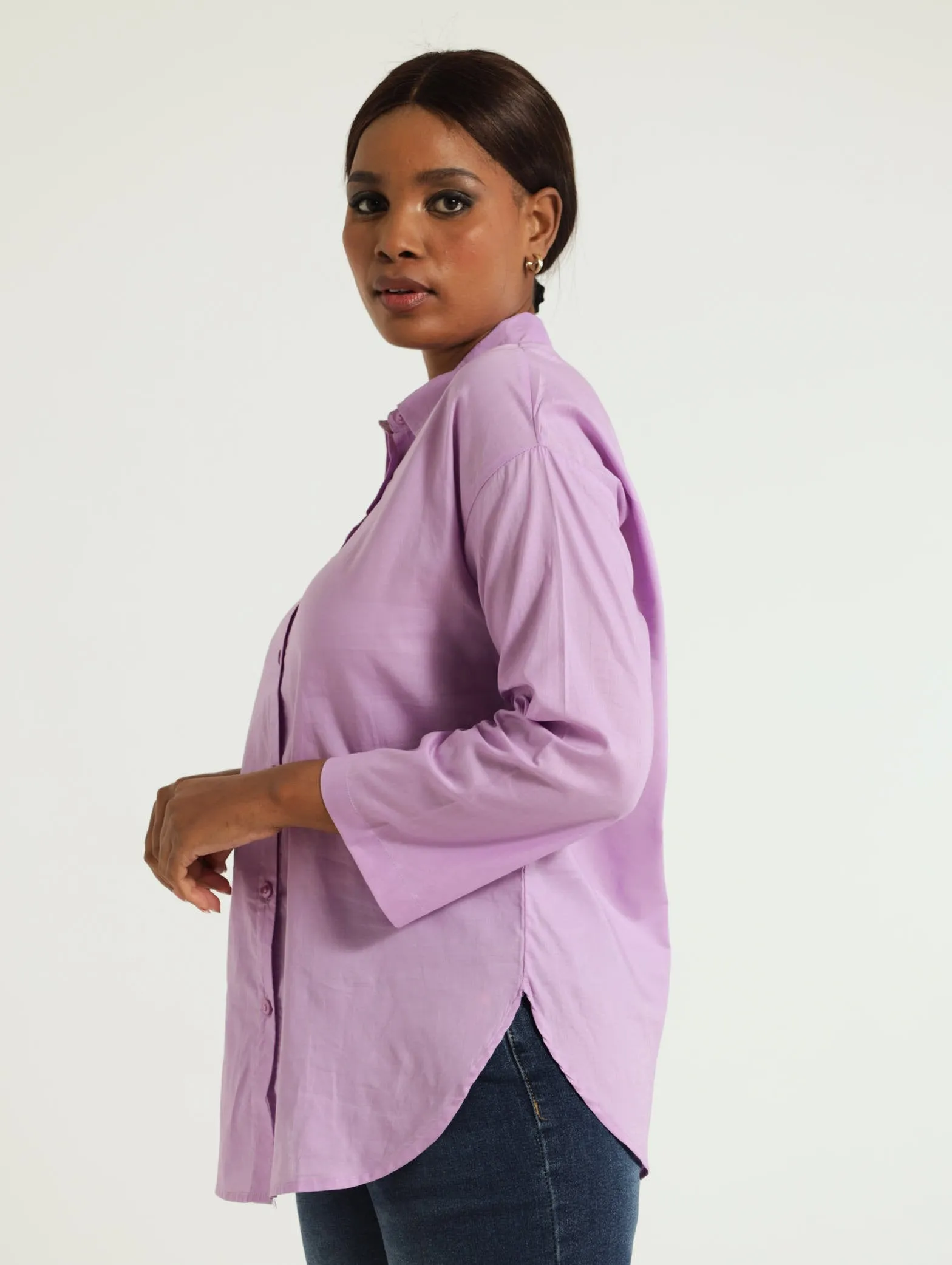 Long Sleeve Oversized Shirt - Violet