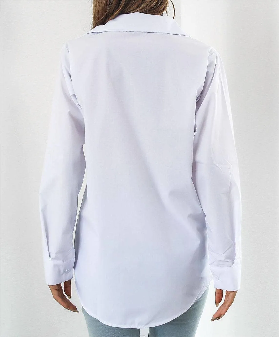 Long-sleeved midi shirt blouse top women