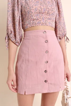 MADEBYNM MARIELLA BUTTON DOWN SKIRT IN BLUSH PINK [XS/S/M/L/XL] 