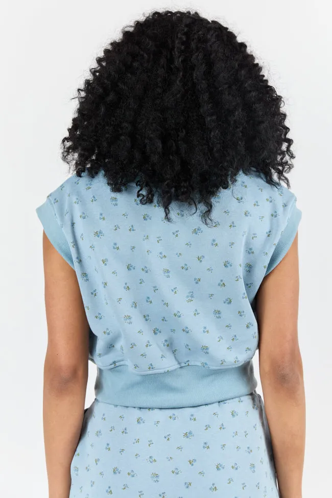 March On Blue Floral Print Knit Vest