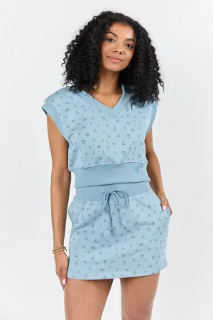 March On Blue Floral Print Knit Vest