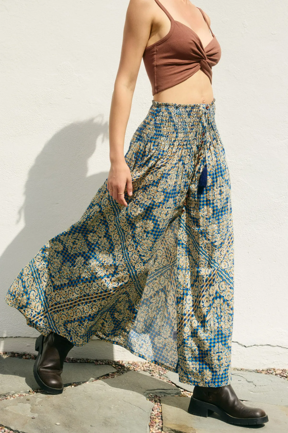 Marie Smocked Hip Midi Skirt