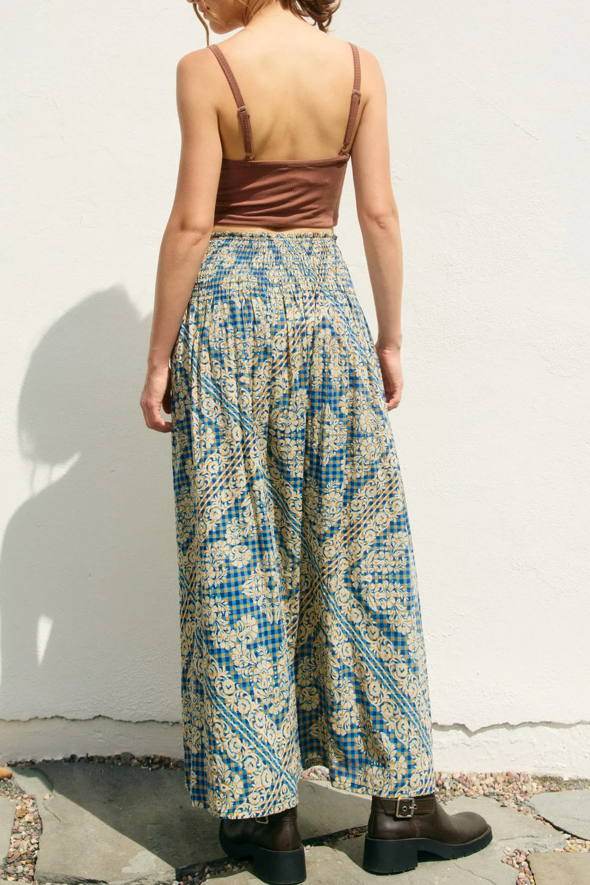 Marie Smocked Hip Midi Skirt