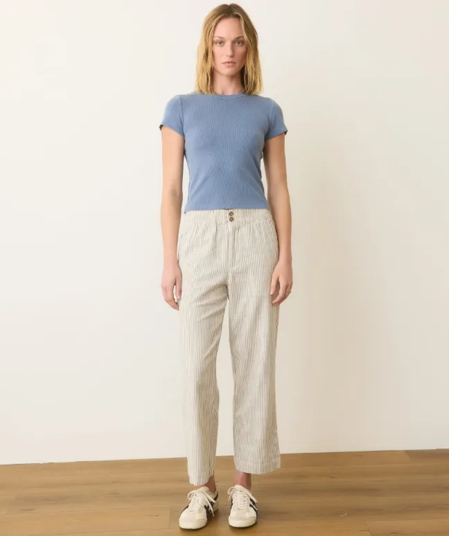 Marine Layer Elle Crop Pant in Cream/Shadow Stripe