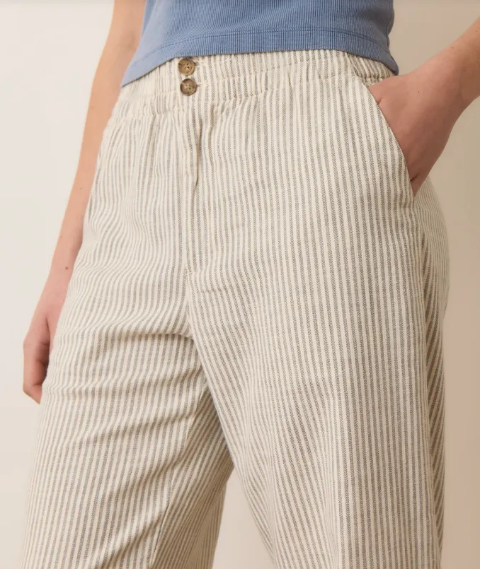 Marine Layer Elle Crop Pant in Cream/Shadow Stripe