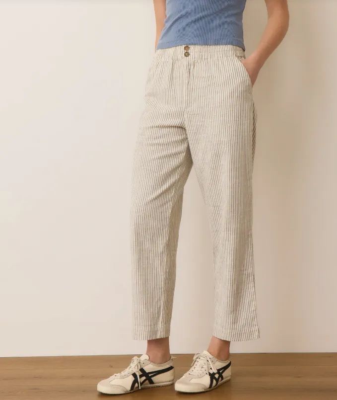 Marine Layer Elle Crop Pant in Cream/Shadow Stripe