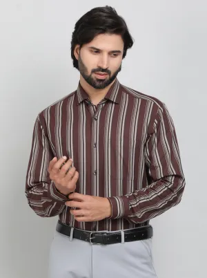Maroon Striped Slim Fit Formal Shirt | Metal