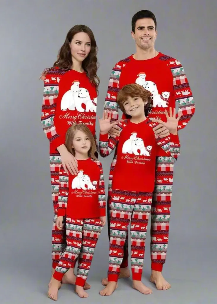 Matching Family Christmas Pajamas – Polar Bear & Santa Holiday Set