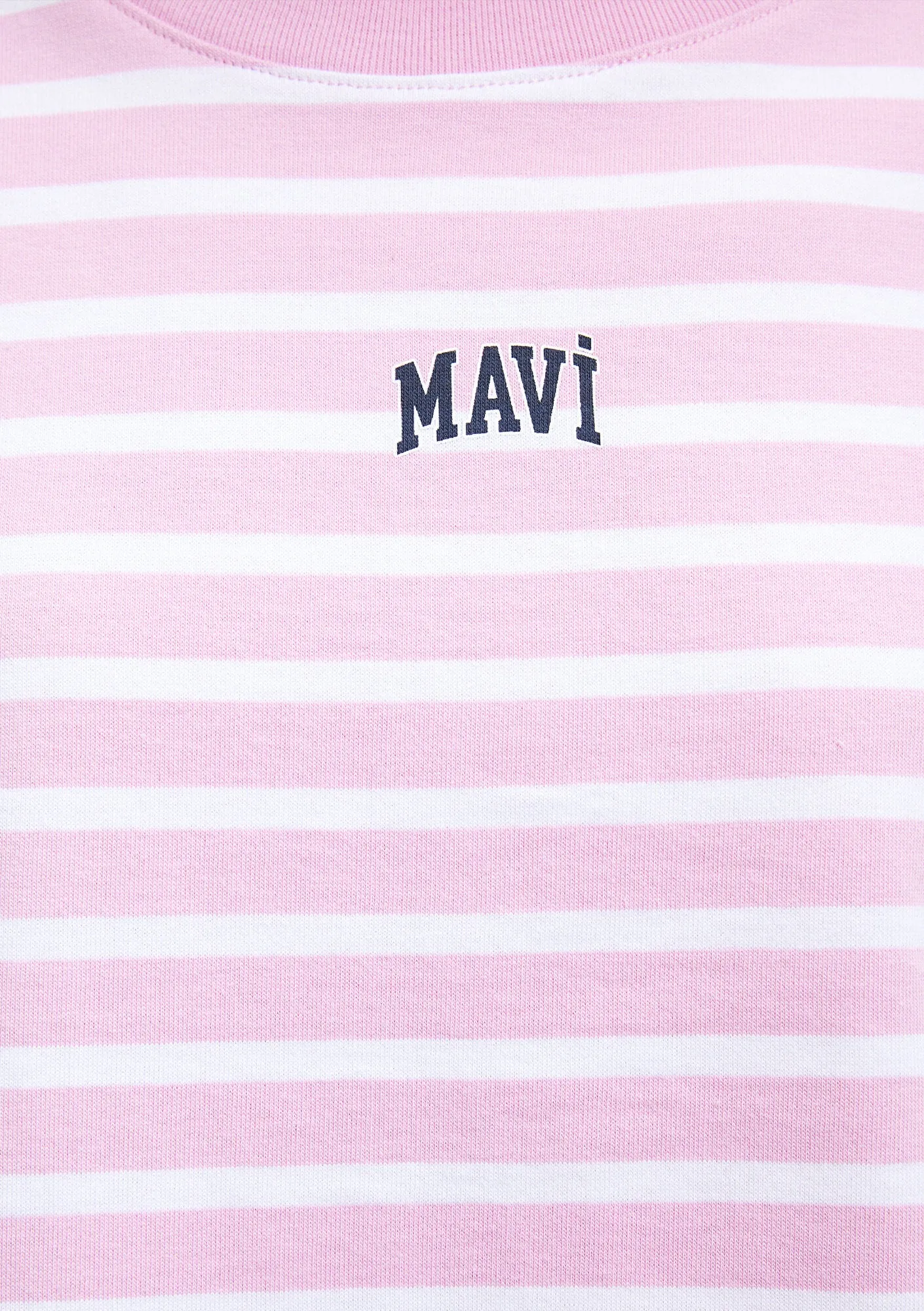 Mavi Logo Printed Striped Pink T-Shirt