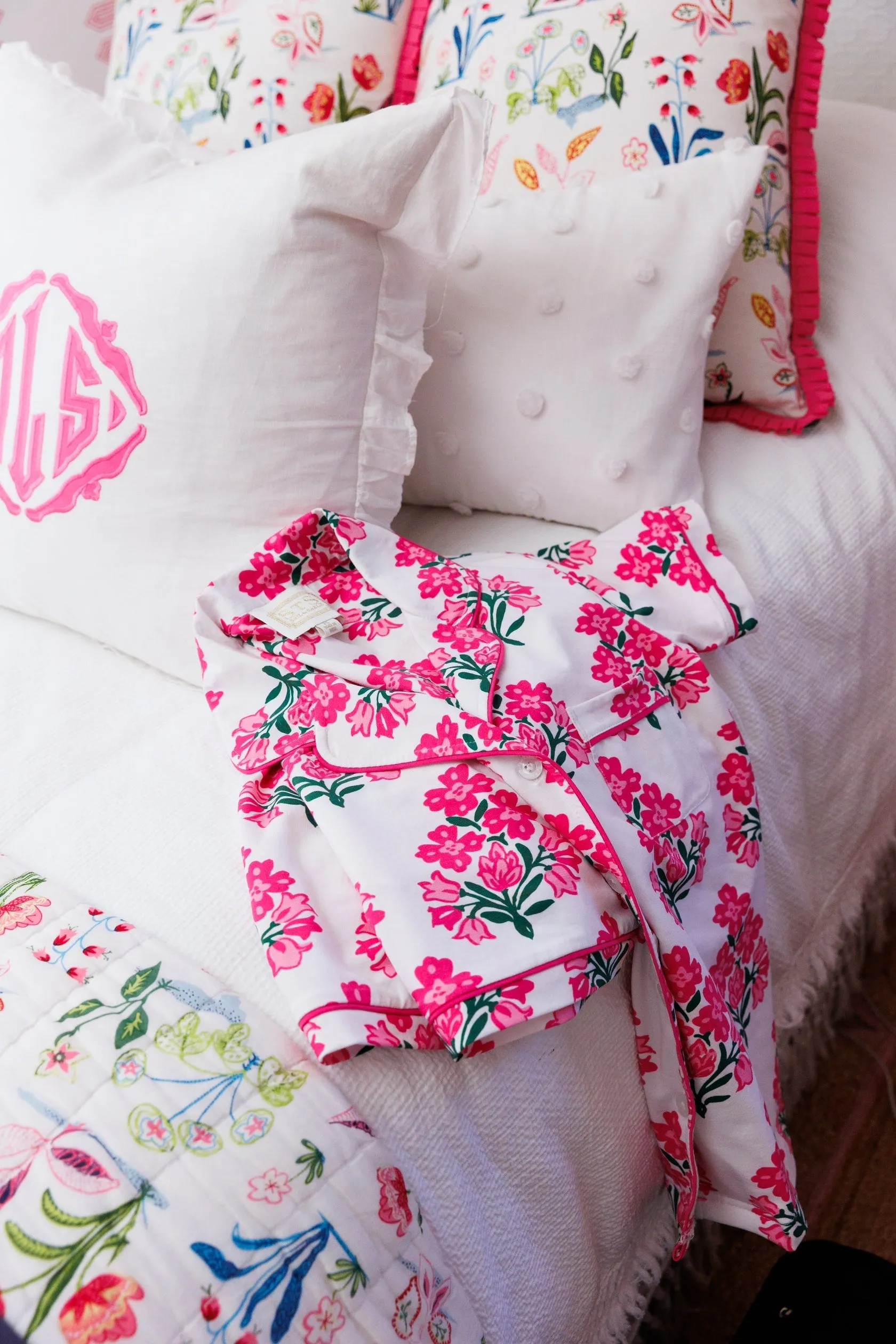 Megan Short Pajama Set Hibiscus Block Print Pajama Set by Sail to Sable