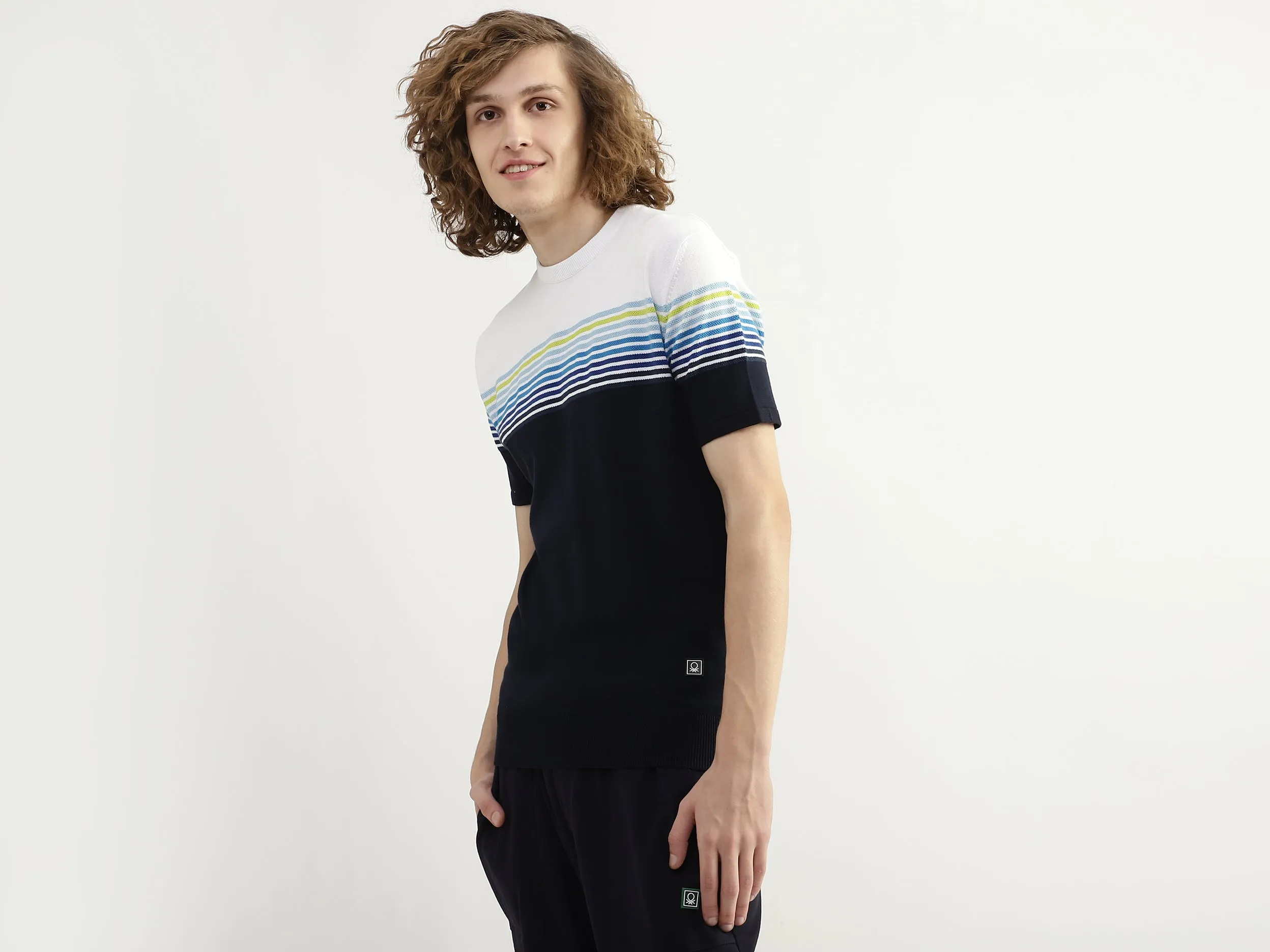 Men Striped Round Neck T-shirt
