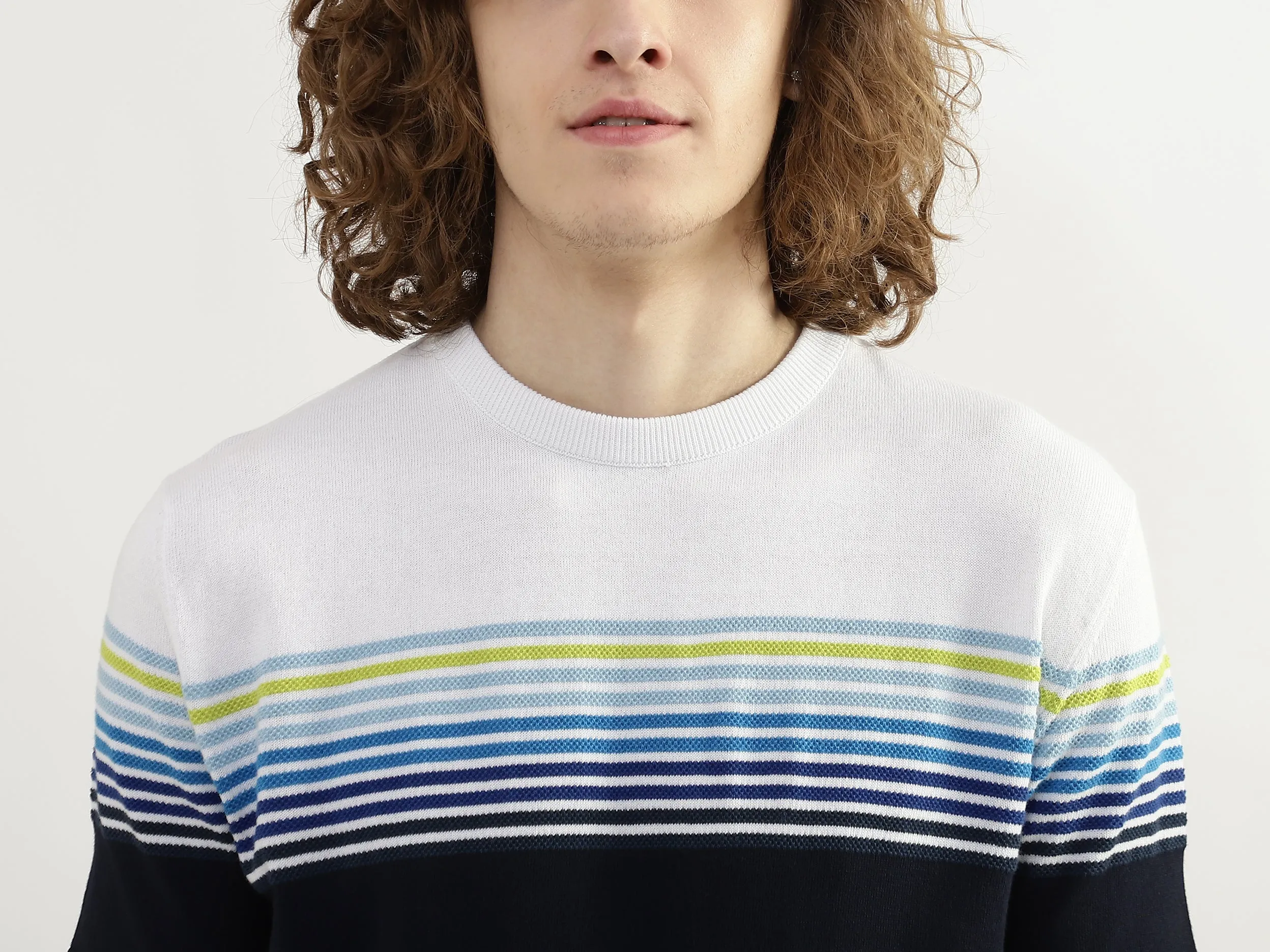 Men Striped Round Neck T-shirt