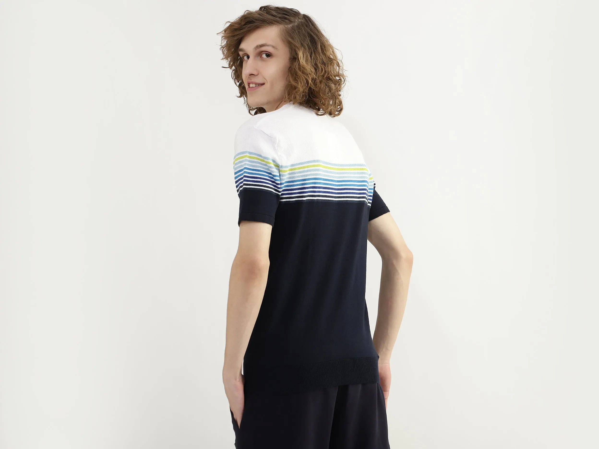 Men Striped Round Neck T-shirt
