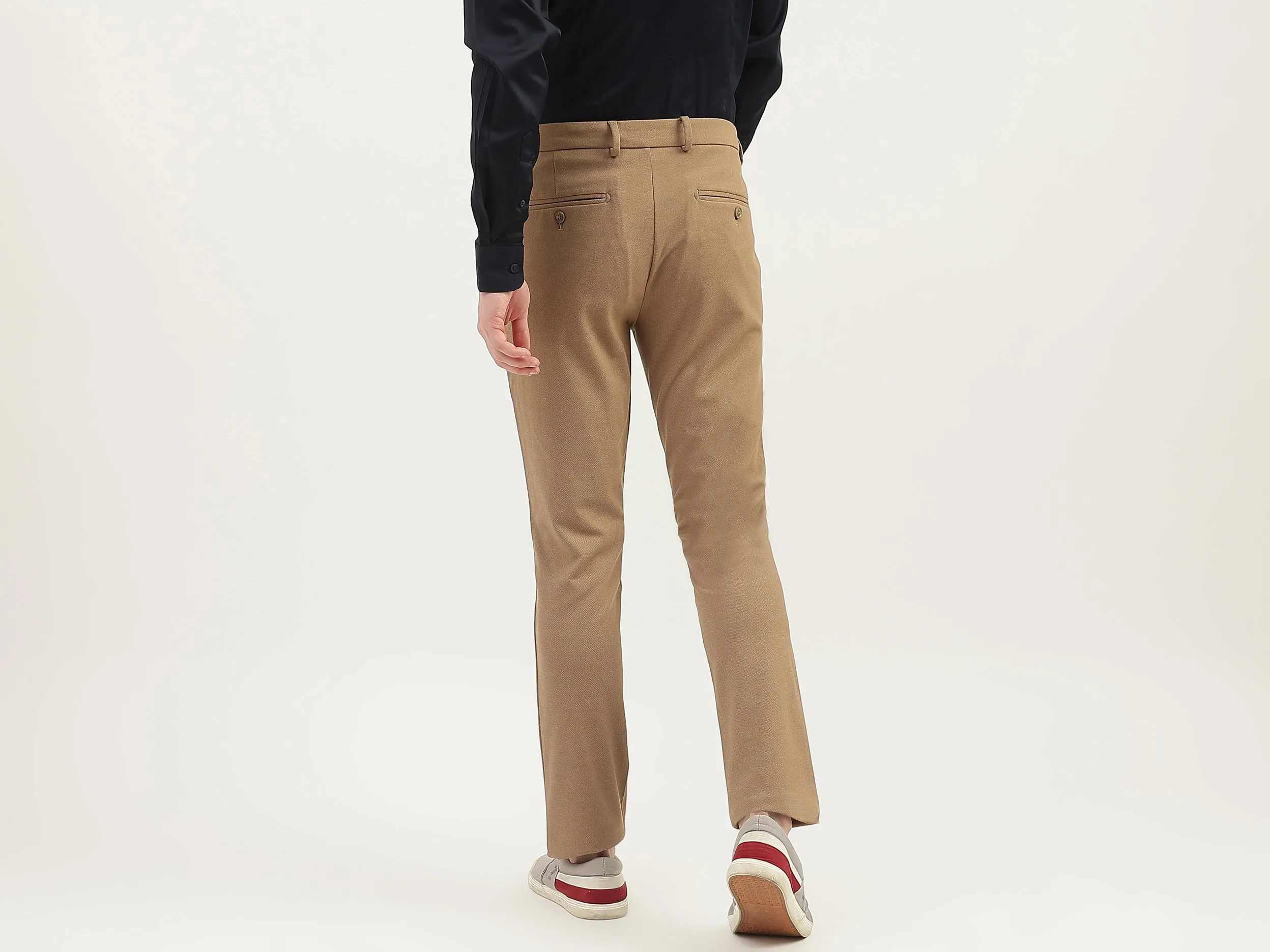 Men Textured Slim Fit Trousers