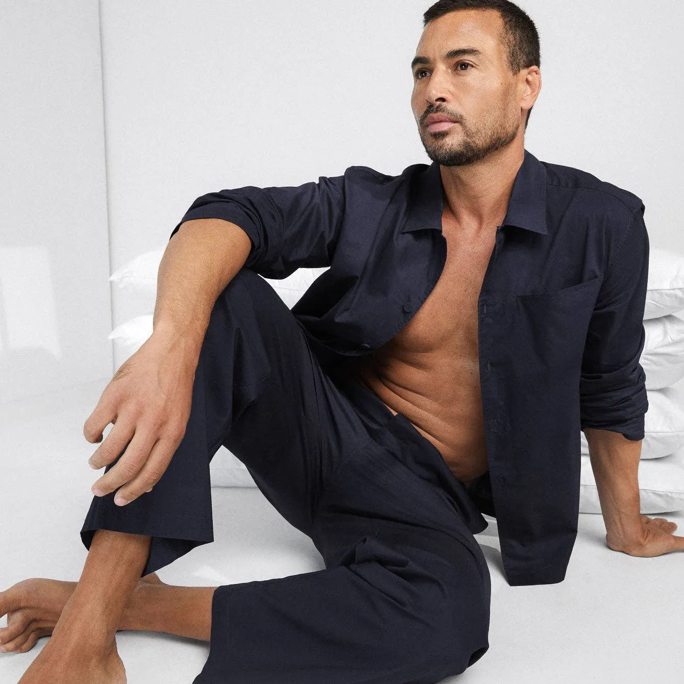 Men's Airy Cotton Long Sleeve Pant Set