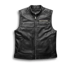 Men's Passing Link Leather Vest - Grey Charcoal