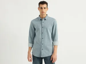 Men's Slim Fit Spread Collar Striped Shirts