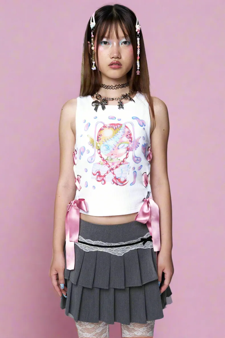 Minga London x Ema Gaspar Bunny Lace Up Vest Top