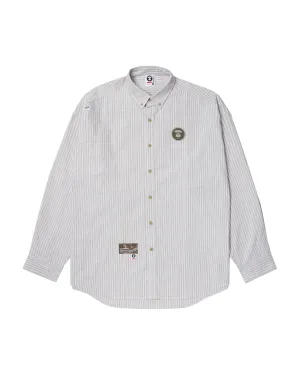 Moonface patch striped shirt