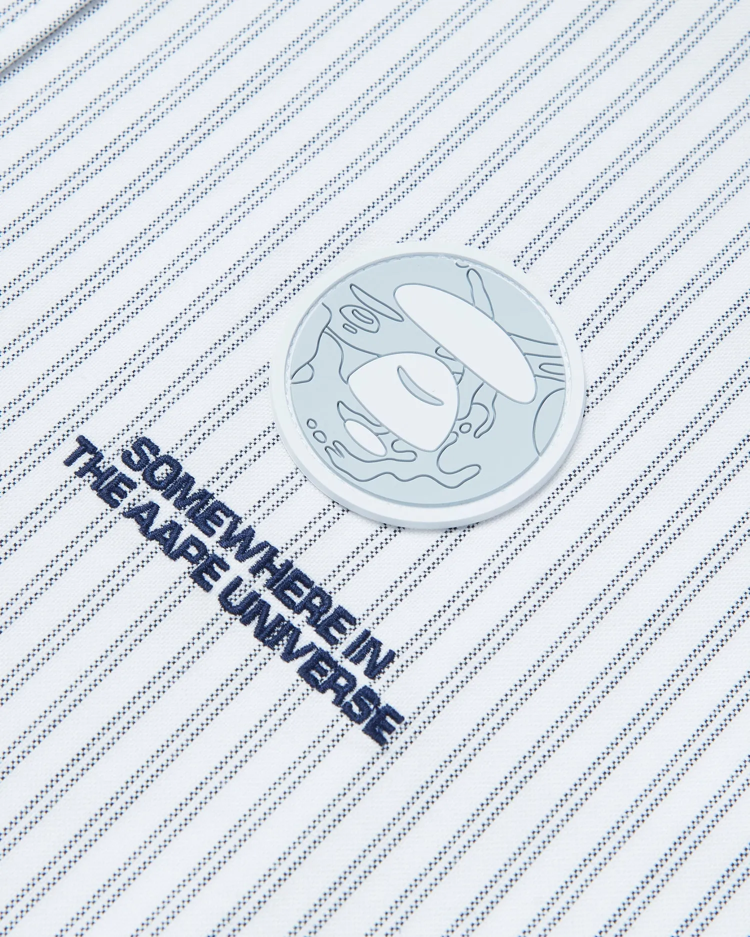 Moonface patch striped shirt