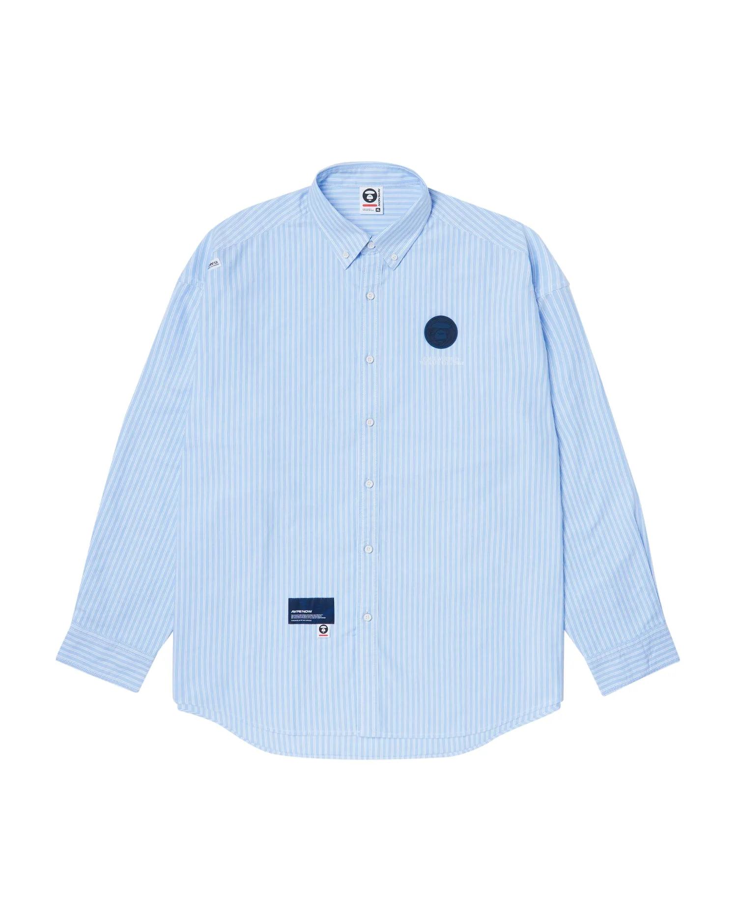 Moonface patch striped shirt