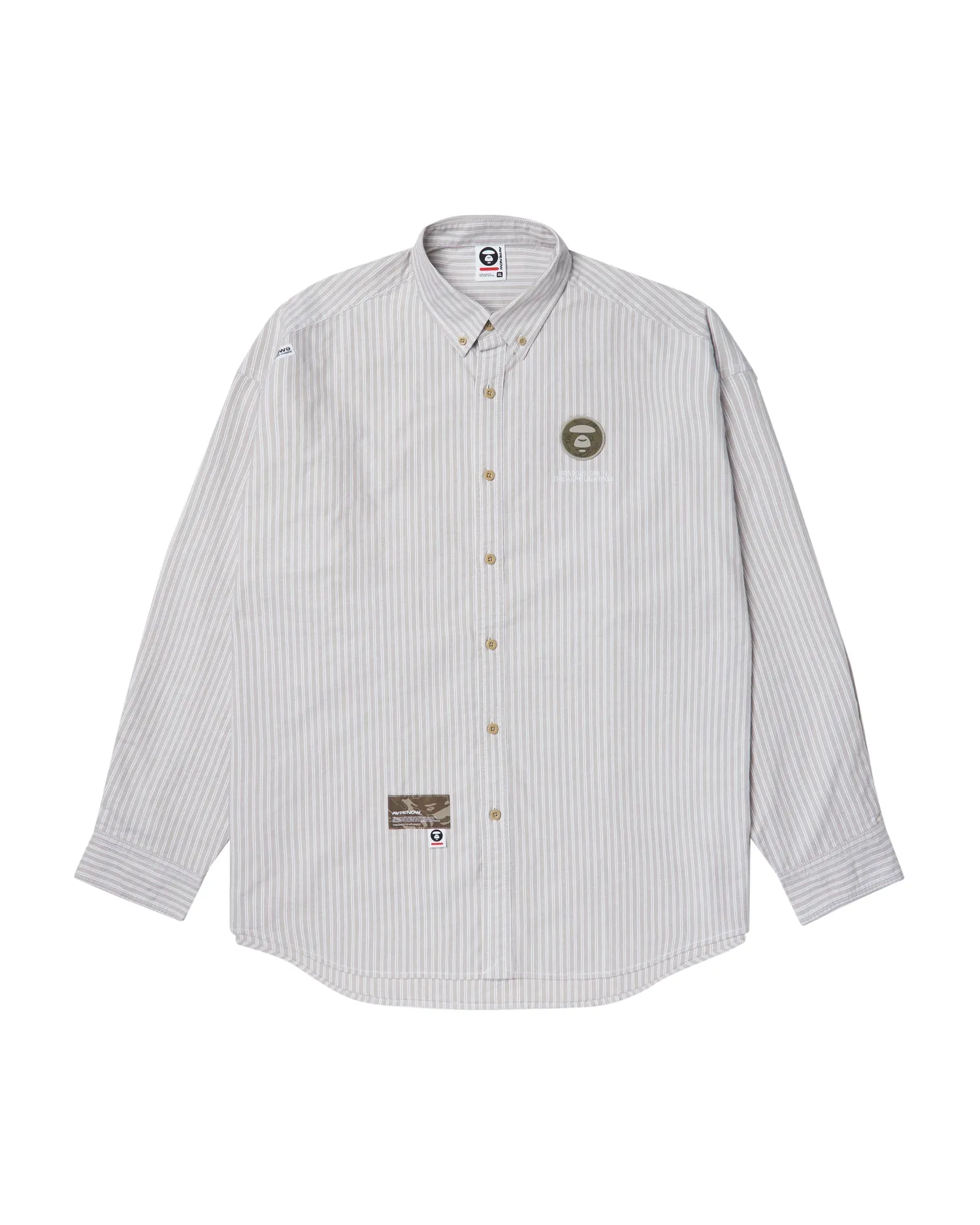 Moonface patch striped shirt