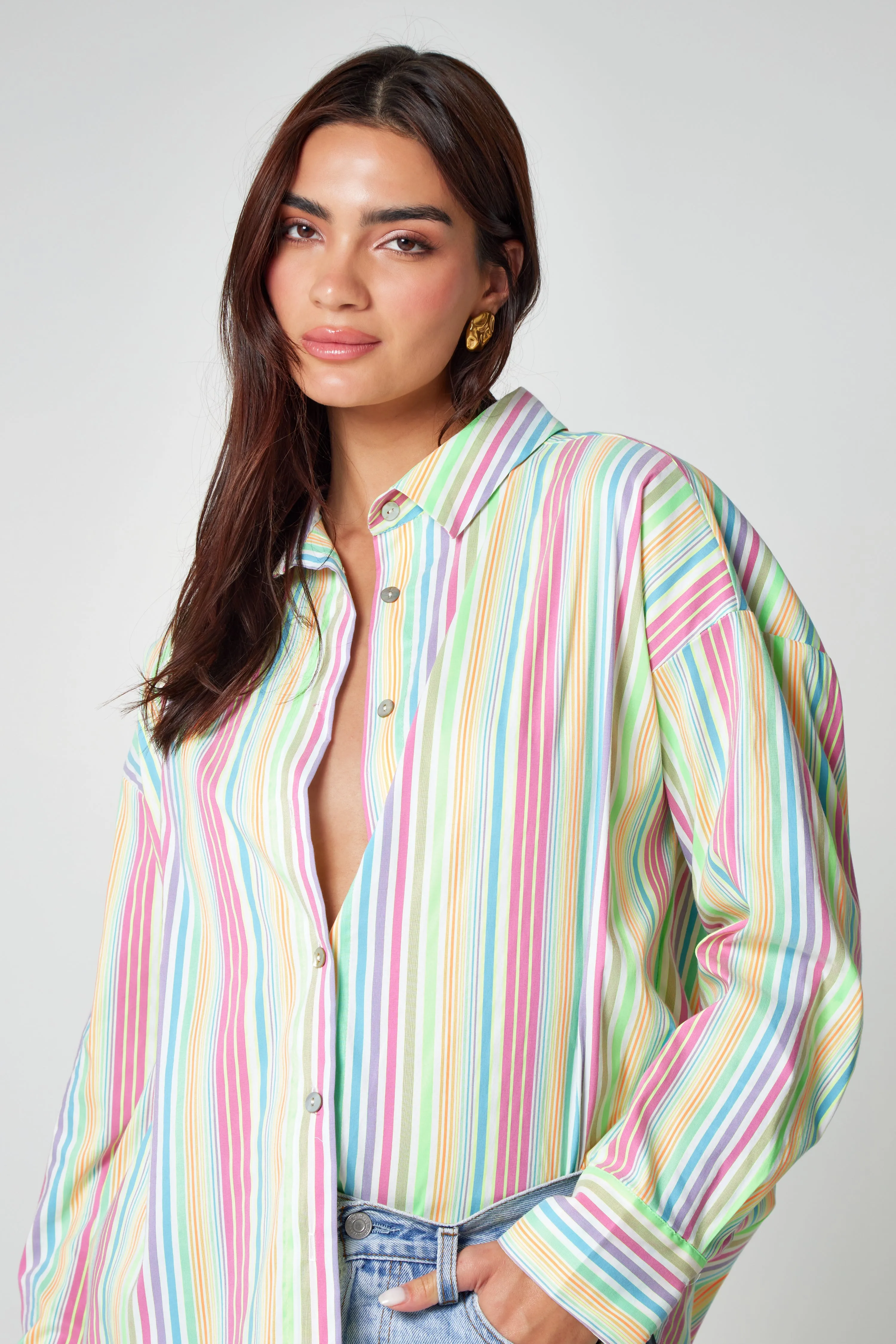 Multi Oversized Striped Shirt
