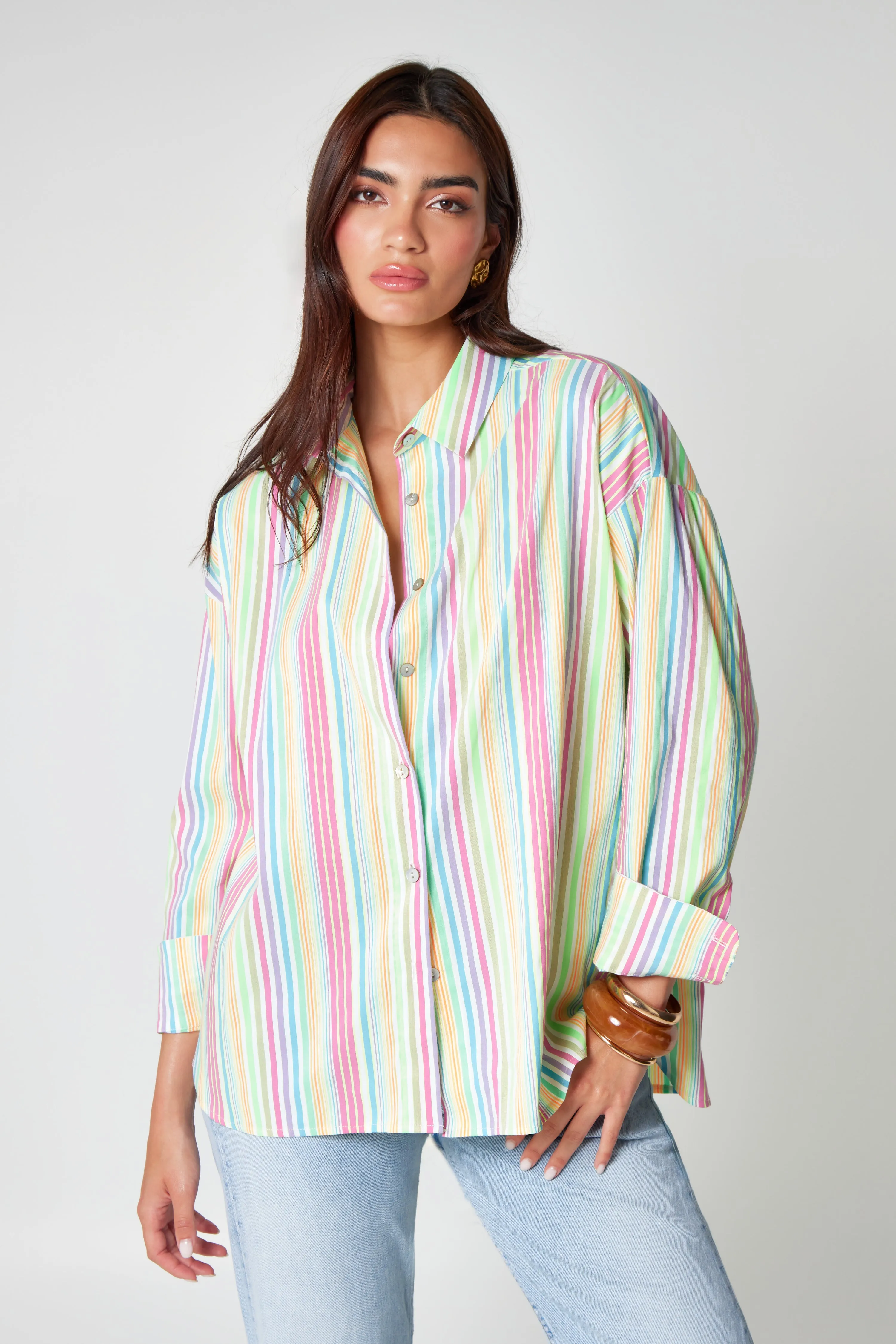 Multi Oversized Striped Shirt