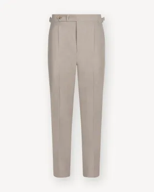 Natural Single Pleat Linen Trousers