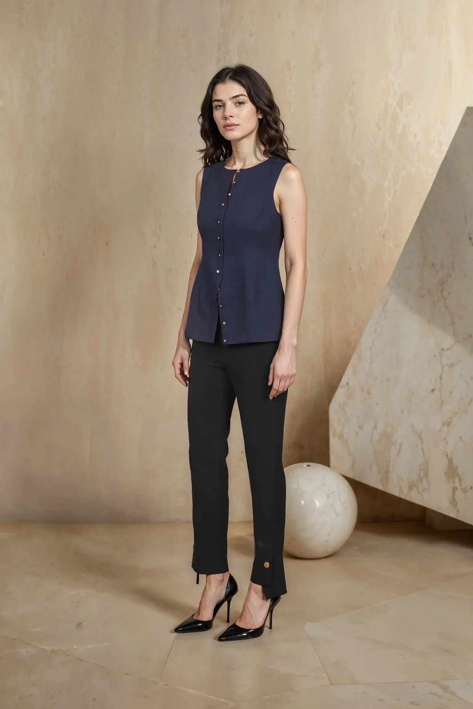 Navy button Vest