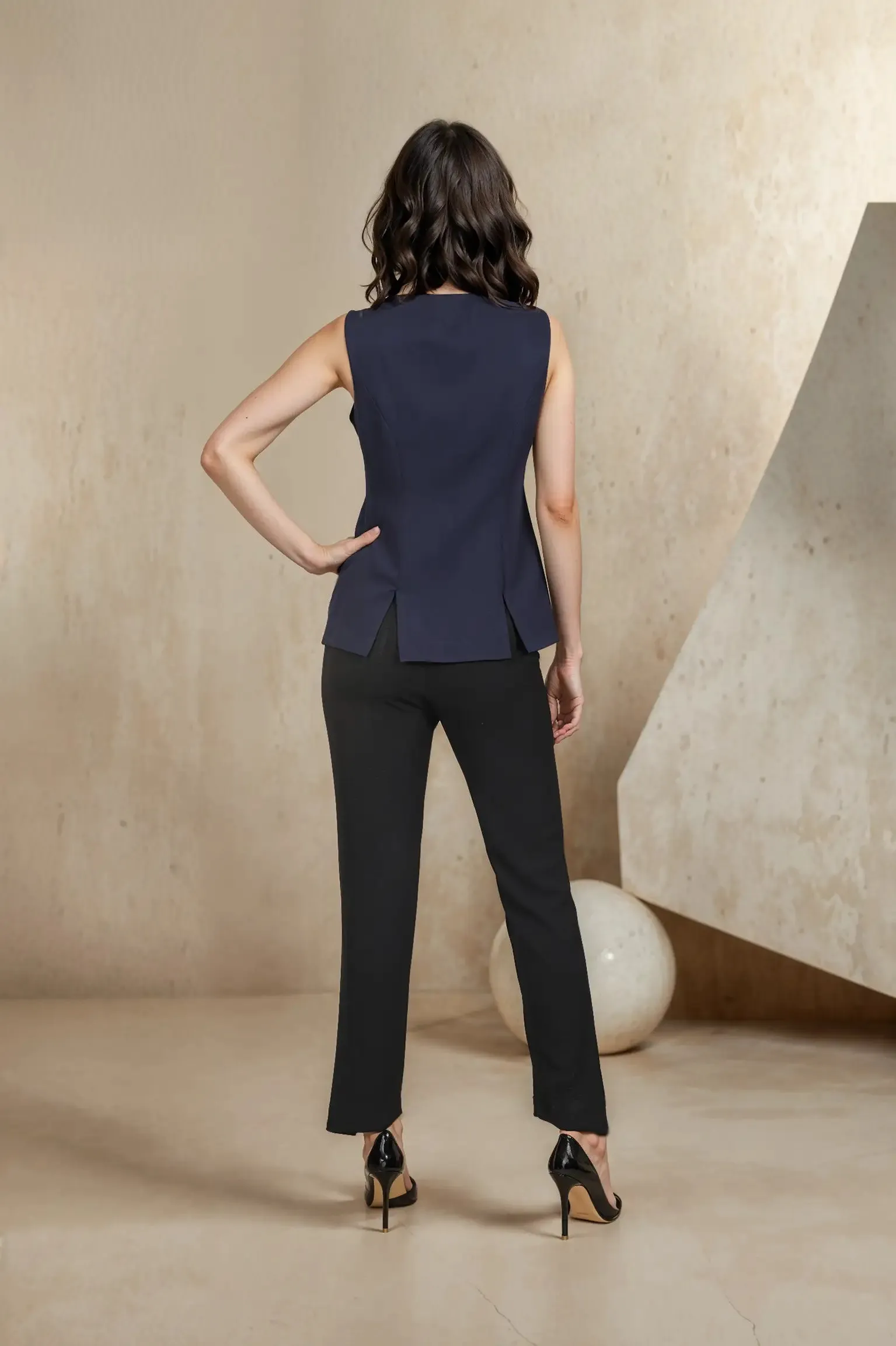 Navy button Vest