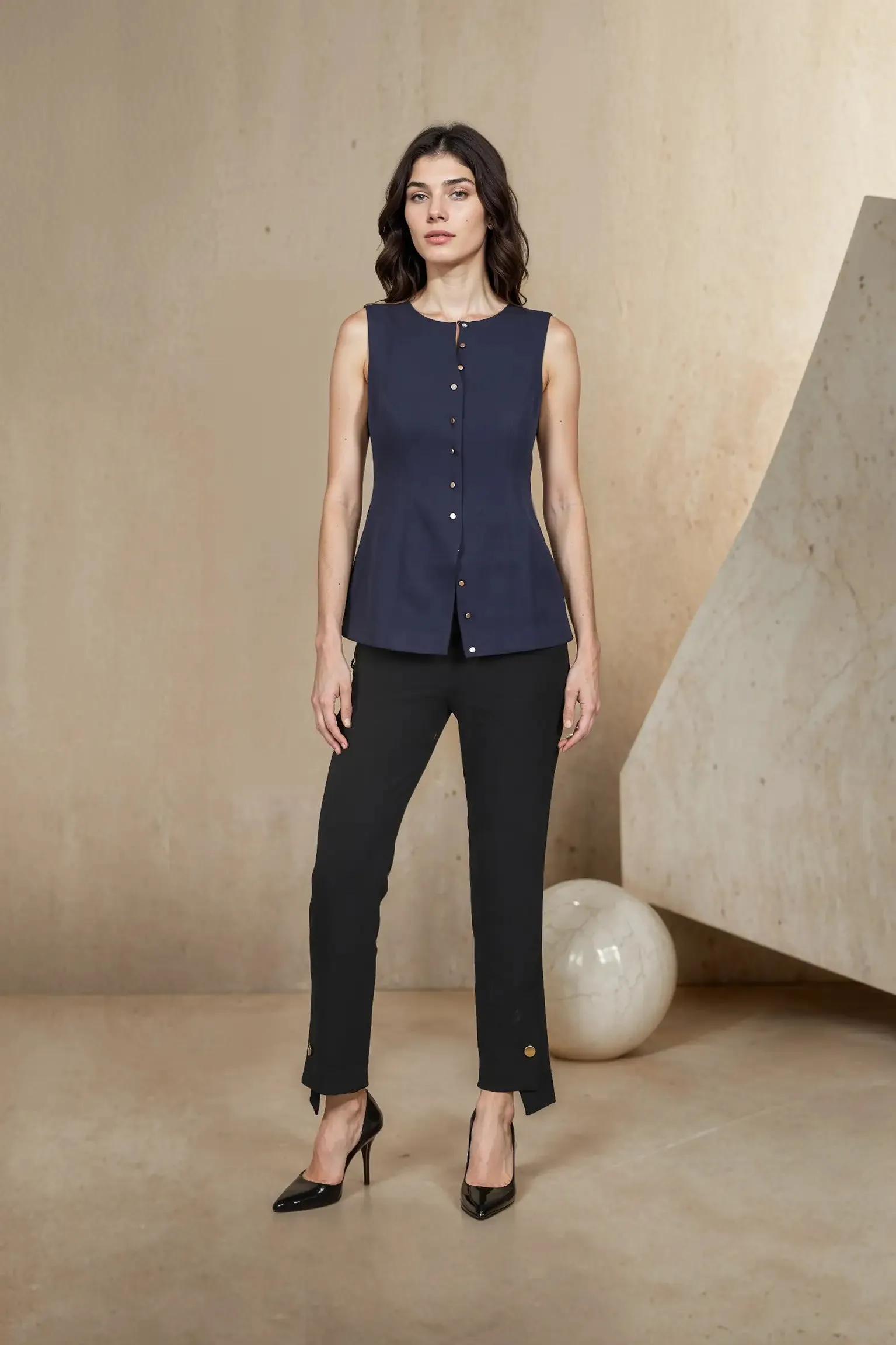 Navy button Vest