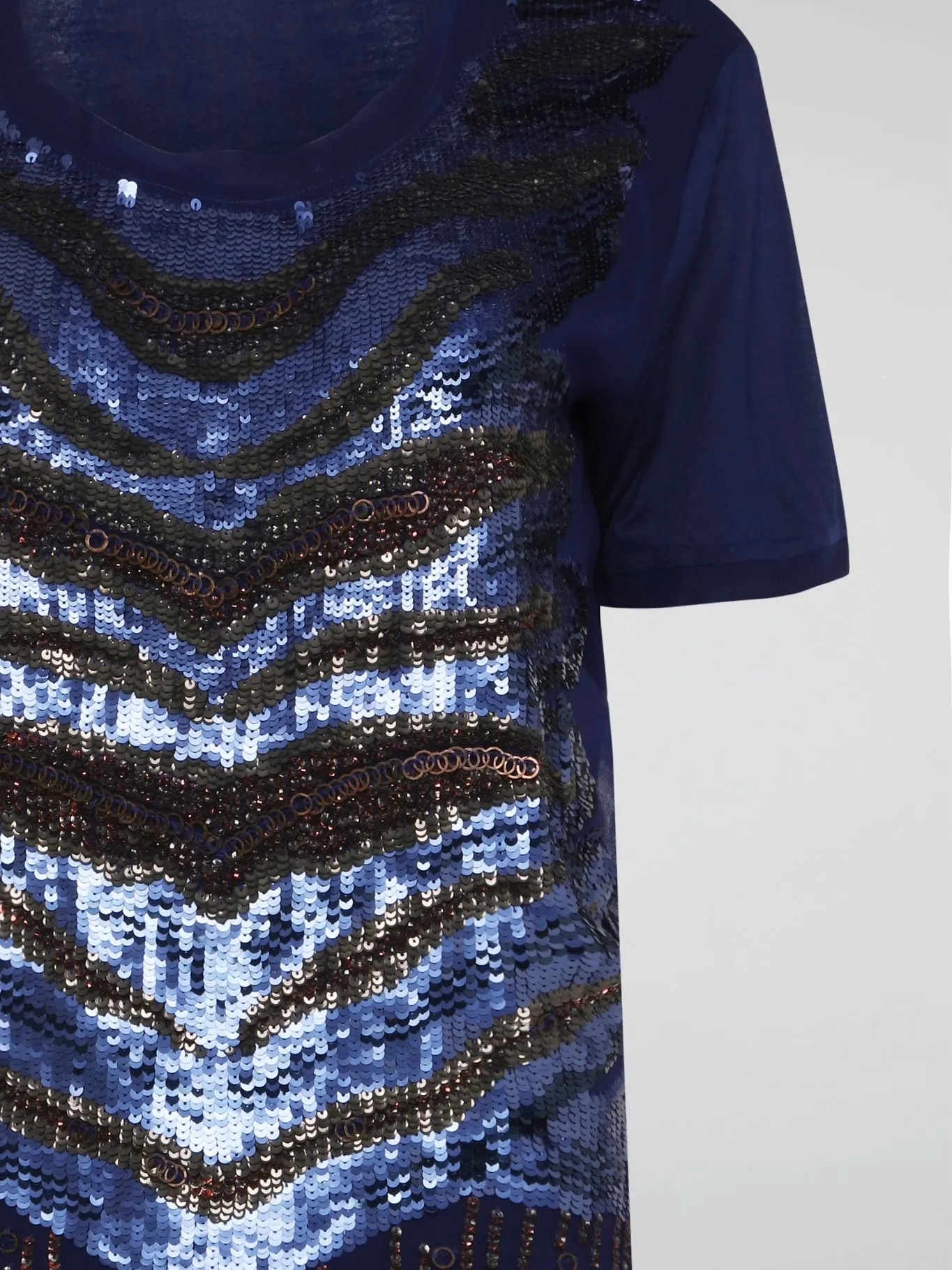 Navy Oversized Sequin Top