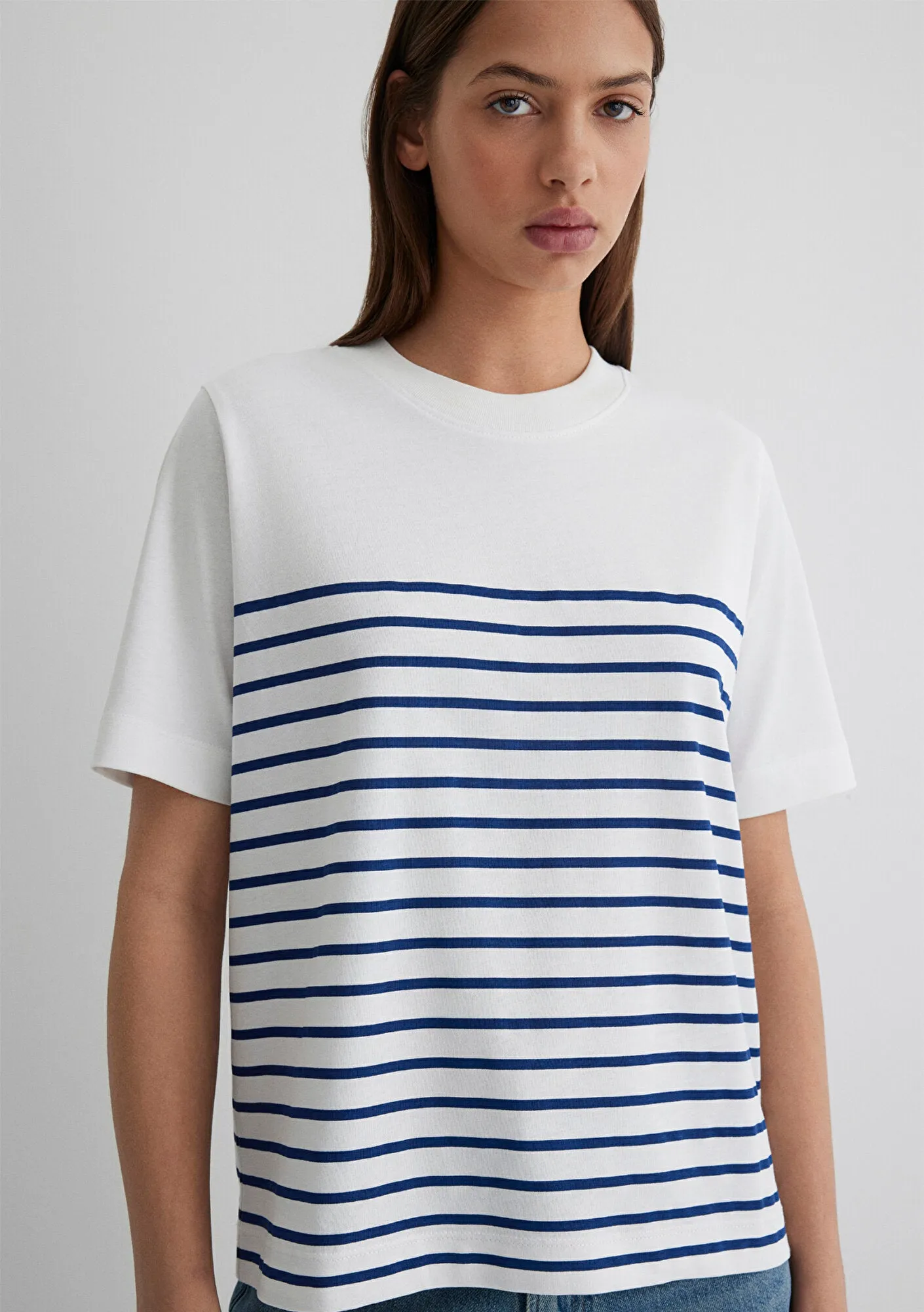 Navy Striped White T-Shirt