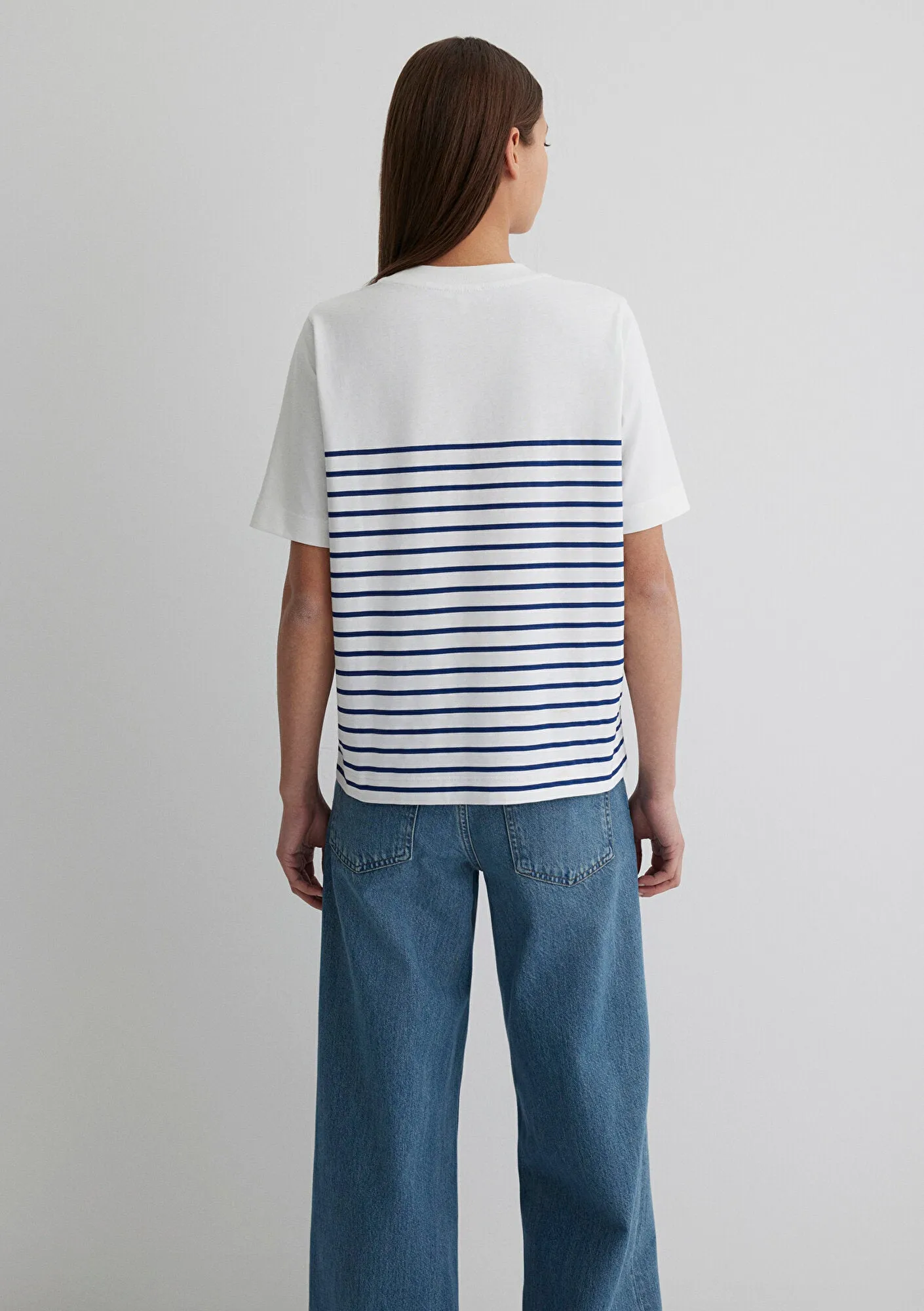 Navy Striped White T-Shirt