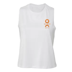 O Beach Orange Embroidered Logo Women's Racer Back Cropped Vest