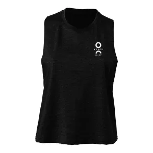 O Beach White Embroidered Logo Women's Racer Back Cropped Vest