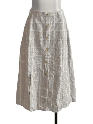 Oat Beige Plaid Button Skirt