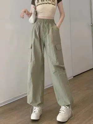 Olive Beige Parachute Jogger With Flap Pockets