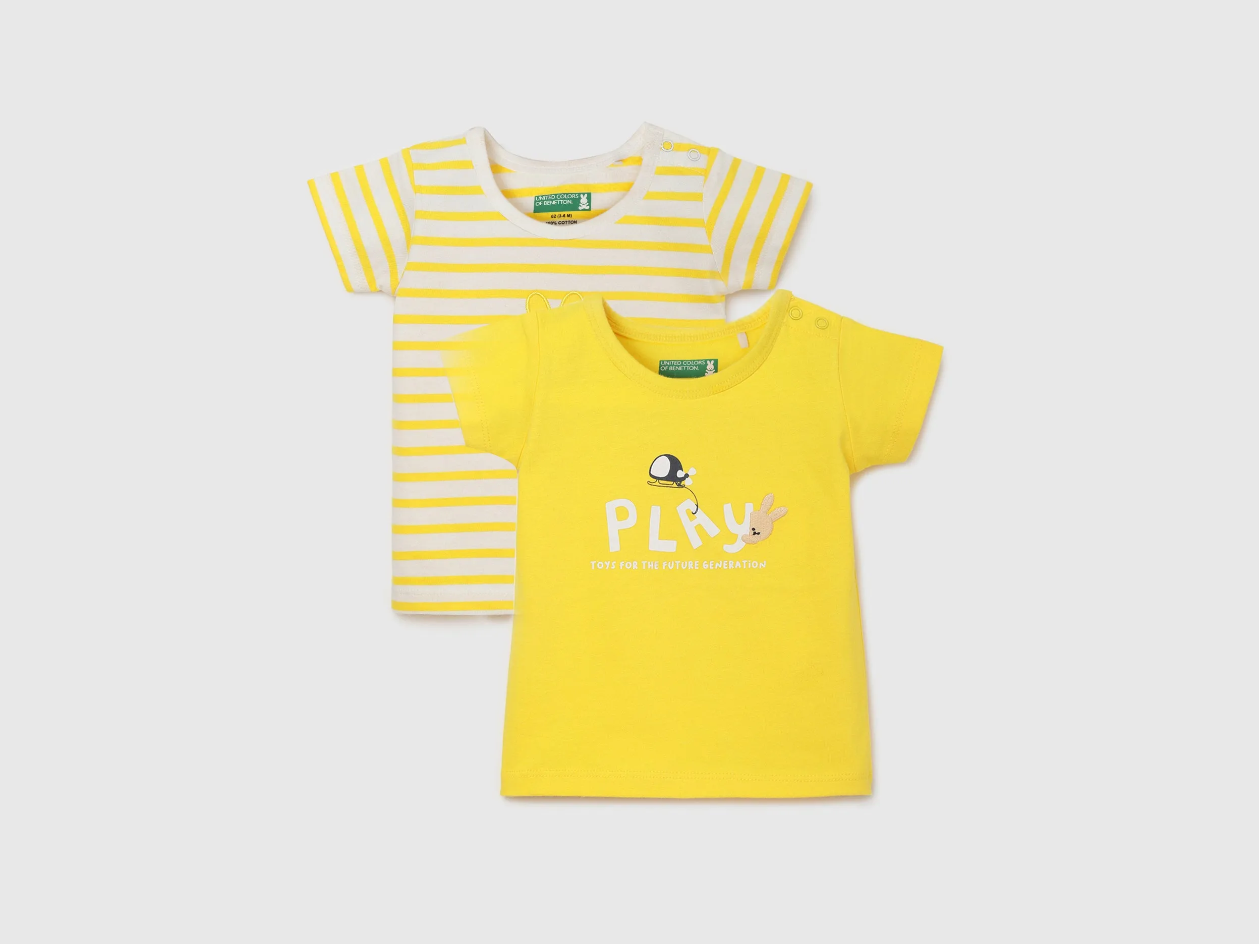 Pack of 2 Regular Fit Round Neck Striped and Printed Baby T-Shirts